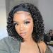 TISTAYA Headband Wig for Black Women  Short Curly Wig Heat Resistant Fiber Synthetic Wigs Hair with Headbands Attached  Water Wave Headbands for Black Women Wigs Natural Black Color  12 Inch DB1201HB