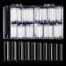 BHYTAKI 400 Pcs Extra Long C Curve Nail Tips with Box, Clear Straight Square Acrylic Fake Nail Tips for Home DIY and Nail Salons Occasions(10 Sizes)