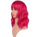 Queberty Pink Wig - Short Wavy Hot Pink Synthetic Wig for Women with Air Bangs | Natural Hair Cosplay Daily Party Use - Buy Online on GoSupps.com