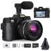 G-Anica Digital Camera 4K Camcorder 48MP 3.0" IPS Flip Screen Video Camera 16X Digital Zoom Vlogging Camera for YouTube, Compact Camera with 32GB SD Card and Wide Angle Lens Macro Lens