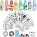 Biutee Nail Stamp Plate Kit Jelly Silicone Clear Stamper Nail Art Stamping Plate French Tip Template Nail Rhinestone Decoration Scraper Deer Flower Tree Image Stencils Tool for Summer Holiday Designer Series 1