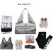 Women's Travel Yoga Gym Bag with Shoe Compartment | Grey Medium - Ideal for Workout Gear, Makeup, Accessories | Includes Wet/Dry Storage Pockets - Buy Online on GoSupps.com