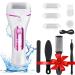 Electric Foot File Hard Skin Remover Wetisedg Rechargeable 16 in 1 Foot Pedicure Hard Skin Remover with 3 Rollers LED Light Foot Care Kit for Dry Dead Skin Cracked Heels Calluses (Pink)