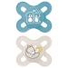 MAM Start Cute 0-2M Soother 2PK - Blue (Set of 2) Sustainable Baby Soother SkinSoft Silicone Teat Soother Blue (Designs May Vary)