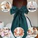 ZhongShuang Green Hair Bow Green Big Hair Bows for Women Solid Color Bow Hair Clips with Long Ribbon French Barrette Clip Soft Satin Silky Hair Bows Cute Gifts for Women Girls - Buy Online on GoSupps.com
