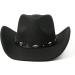 Lanzom Classic Felt Wide Brim Western Cowboy Hat - Black Medium - Buy Online on GoSupps.com