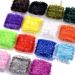 Phecda Sport 15 Cards Multi Colors Tinsel Chenille Line Crystal Flash Line Fly Fishing Tying Material for Nymphal Bugs Scud 15 Cards-75M