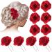 PAGOW 10pcs Rose Hair Clips  Pin Up Rose Flowers Hairpin Clips  Rose Flower Brooch Headpieces  For Women Girl Wedding Valentine Decoration ( Rose Diameter 1.5 inch / 38mm)