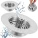 Abizarch Kitchen Drain Stopper Stainless Steel Sink Stopper Kitchen Drain 3 in 1 Sink Strainer Kitchen Drain Enduring Anti Clog Kitchen Drain Stopper for Standard 3-1/2 inch Drain ZHAZHAMO Two tapes are wrapped in a piece of hair - Buy Online on GoSupps.com