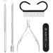 Aokitec Cuticle Trimmer with Cuticle Pusher 5 Pieces Professional Stainless Steel Pedicure Manicure Tools Kit with Triangle Nail Polish Scraper Cuticle Nipper Nail Dust Brush for Fingernails &