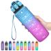 Coolfel Sport drinking bottle 2l 1.5l 1l 700ml 500ml drinking bottle children leakproof motivating water bottle with time marking bpa free tritan drinking bottle for girls boy school gym 500ml/17oz blue-purple
