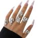 Yienate Punk-Zeichfingerring with eight triggers mushroom butterfly card trailer open finger ankle adjustable stackable open ring hand dishes 6 pieces for women and men