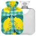 NAANLE hot water bottle with lemon fruit pattern with reference transparent hot water bottle 2 l large warm head for bed handfoots warmer pain relief heat and cold therapy