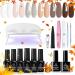 Beetles Gel Nail Polish Kit with Light Starter Kit Classic Elegance 6 Colors Glitter Nude Brownails Neutral Pink Gel Polish Soak Off UV LED Nail Lamp Base Gel Top Coat DIY Home Manicure Gift Classic Elegance Starter Kit