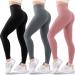 Blisset 3 Pack High Waisted Leggings for Women-Soft Athletic Tummy Control Pants for Running Yoga Workout Reg & Plus Size Small-Medium 03-black/Dark Grey/Rosy Brown