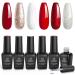 Beetles Candy Cane Gel Nail Polish Set - 6 Colors Gel Polish Glitter Burgundy Red Sparkle Gel Kit Snow White Silver Nail Gel New Year Kit Girlfriend Gifts for Women Mom Mother