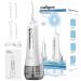 Mouth shower wireless 4 cleaning modes 4 jet tips IPX7 waterproof and USB rechargeable electrical tooth cleaner for trip and homful orthodontic dental care white