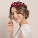 ANCIRS Red Flower Crown Bridal Headband & Crystal Floral Ear Stud Set for Women - Wedding & Special Occasion Hair Accessories - Buy Online on GoSupps.com