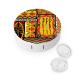 African Art Woman with Pot Historic Elements Round Case For Contact Lens Kit Storage Box with Mirror Printed