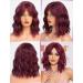 WOKESTAR Purple Bob Curly Wig with Fringe - Short 12 inch Synthetic Wavy Wig for Women - Buy Online on GoSupps.com