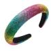 Wide Rhinestone Headband for Women Rainbow Sparkly Headband Crystal Embellished Beaded Glitter Headbands for Dressy Women Girls Birthday Party Mother's Day