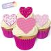 12 Edible Breast Cancer Research Heart Cake Decorations Plus 12 Smaller Pretty Heart Toppers!