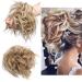Tousled Updo Hair Pieces Messy Bun Hair Scrunchies Extensions Hair Piece Ponytail With Elastic Rubber Hair Extensions for Women Sandy Blonde to Bleach Blonde