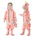 Fewlby Kids Puddle Suit Rain Suit Boys Girls All in One Waterproof Overalls Toddler Muddy Suit Hooded Raincoat Rainwear Cartoon Romper XL Size 5-6 Years XL/5-6 Years Pink