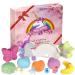 9 Unicorn Rainbow Bath Bombs Gift Set with 5 Surprise Toys Inside for Women Kids, Organic Handmade Essential Oils Bubble Bath Bombs Gift Set Spa Fizz Kit for Girls Boys
