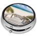 Beach Scenery Mini Round Pill Box - 3 Compartment Portable Pill Organizer for Travel Home & Office - Buy Online on GoSupps.com