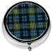 Blue and Green Scottish Tartan Round Pill Box | 3-Compartment Mini Pill Organizer | Portable Travel Medicine Holder - Buy Online on GoSupps.com