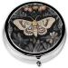 Beautiful Moth Printed Mini Round Pill Box | 3 Compartment Travel Pill Organizer | Portable Medicine Case for Home & Office - Buy Online on GoSupps.com