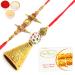 Ghasitaram Gifts Rakhis Online - Rakhi for Brother- Bells of Faith jbl5701 Bhaiya Bhabhi Rakhi with 200 GMS of Besan Barfi Rakhi Set with 200 gms of Besan Barfi