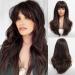 HAIRCUBE Wigs for Women Brown with Highlight Wig with Bangs Layered Wigs with Fringe Natural Synthetic Wigs beown with highlight
