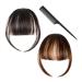 2 pieces of bangs wig clip natural fake bangs fake bangs real hair hair bangs female hair accessories brown-black + light brown with 1 comb