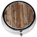 Brown Wood Printed Mini Round Pill Box | 3 Compartment Portable Pill Organizer for Travel & Home Use - Buy Online on GoSupps.com