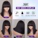 LUVME HAIR 10 Short Black Bob Wig with Bangs | Human Hair Yaki Straight Bob Wig | Glueless Minimalist 2x1 Lace Scalp | for Women - Buy Online on GoSupps.com