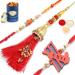 Ghasitaram Gifts Rakhi for Brother Rakhis Online - Set of 3 Ibiza Bhaiya Bhabhi Rakhi and Cricketer Kids Rakhi with 100 GMS of Dryfruits Mix Can