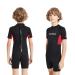 Aunua Children's 3mm Youth Swimming Suit Shorty Wetsuits Neoprene for Kids Keep Warm Black Red 16