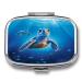 Pill Box Turtle in Blue Water Print 2 Compartment Medicine Pill Case Pill Organizer Decorative Metal Portable Pill Box for Pocket Or Purse