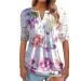 Women's Comfortable Lace Middle Long Sleeve Button Up V-Neck Hide Belly Tops Loose Bohemian Tunic Sexy Shirt Women's T-Shirt With Print Sports Shirt Women's Wide L Hot Pink