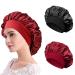 AliLeader Silk Bonnet for Sleeping 2Pcs Soft Silk Hair Wrap for Sleeping Colorful Satin Bonnet Sleep Cap for Curly Hair Hair Bonnet for Sleeping Bonnets for Black Hair (Black+Wine)