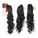 Ponytail Extensions Long Wavy Ponytail Extension 24 Inch Claw Clip Pony Tail Hairpiece Claw Clip in Synthetic Long Wave Ponytail Hair Extainson for Women Girls for Women (Color : Dark black Size : 24inches Dark black