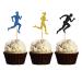 MonMon & Craft Running Cupcake Toppers/Exercise Sports Cupcake Decor/Runner Birthday Party Cupcake Decorations - 24 Pcs Glitter