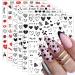 Heart Nail Stickers - 6 Sheets Hearts Nail Decals for Women - 3D Self Adhesive Heart Nail Art Stickers - Black Red Heart Love Angel Cupid Nail Designs DIY Valentines Manicure Decorations
