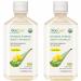 AloeCure USDA Organic Certified Pure Aloe Vera Juice Lemon Flavor, 2x500ml Bottles, Inner Leaf, Acid Buffer, Processed Within 12 Hours of Harvest to Maximize Nutrients, No Charcoal Filtering