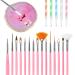 Resin Nail Art Palette  Nail Art Painting Mixed Color Palette  15 Pcs Nail Art Brushes  5 Pcs Nail Art Dotting Pens  1 Pcs Nail Art Palette  1 Pcs Cosmetic Makeup Spatula Stirring Rod  Nail Design Tools for Nail Art Home...