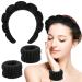 Sibba sponge headband bracelet sets for washing the face make-up forehead straps for women and girls skin care make-up removal wash spa yoga sport shower headband terry cloth black black