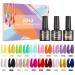 Gel Nail Polish Set, Yocrovv 23 Pcs Gel Polish Soak Off Gel Nail Polish Kit with Glossy and Matte Gel Top Coat Base Coat, Popular Polish for Gel Nail Art Christmas Gift