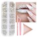 1600 pieces glitter nail stones 6 sizes from rhinestones nail art street stones kit with picker dotting pen tray street stones pick up tweezette street stones nail design glittering stones for festival color2